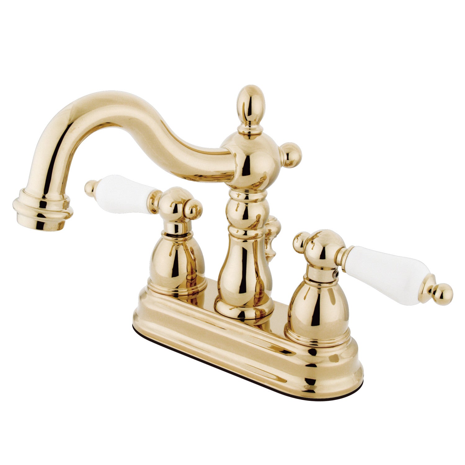Kingston Heirloom KB1602PL - Heritage Double-Handle 3-Hole Deck Mount 4-Inch Centerset Bathroom Faucet with Pop-Up Drain, Polished Brass — image 1